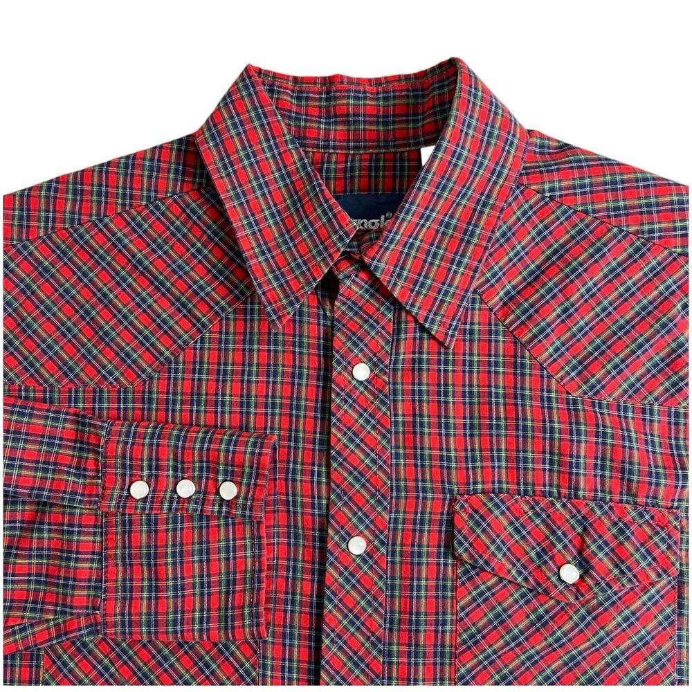 Wrangler Mens Medium Multicolor Plaid Pearl Snap Long‎ Sleeve Western Shirt